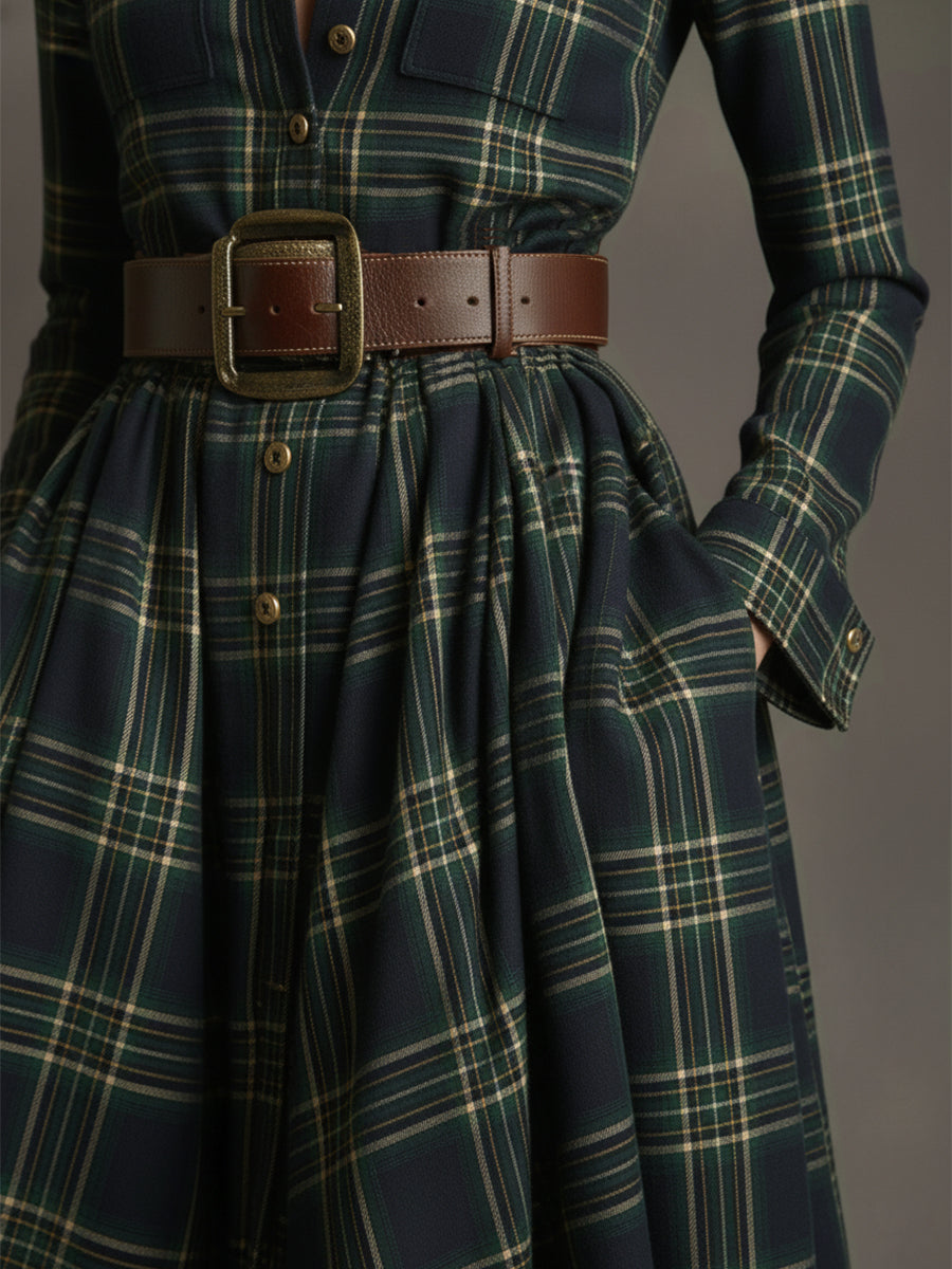 Reddish Brown Plaid Maxi Dress | Vintage Ethnic Style 8