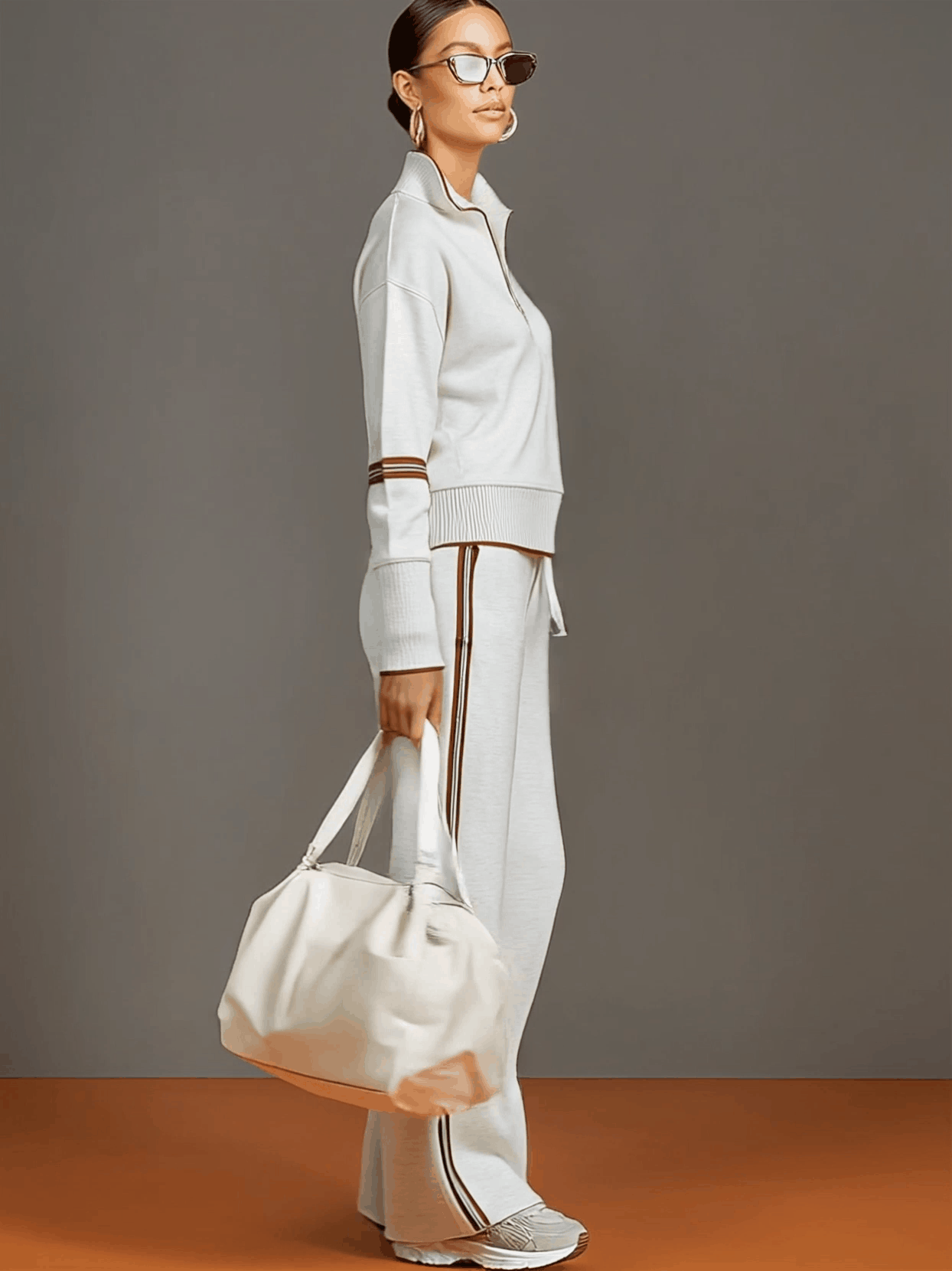 Retro Sporty Set | Half-Zip Sweatshirt and Wide-Leg Pants 2