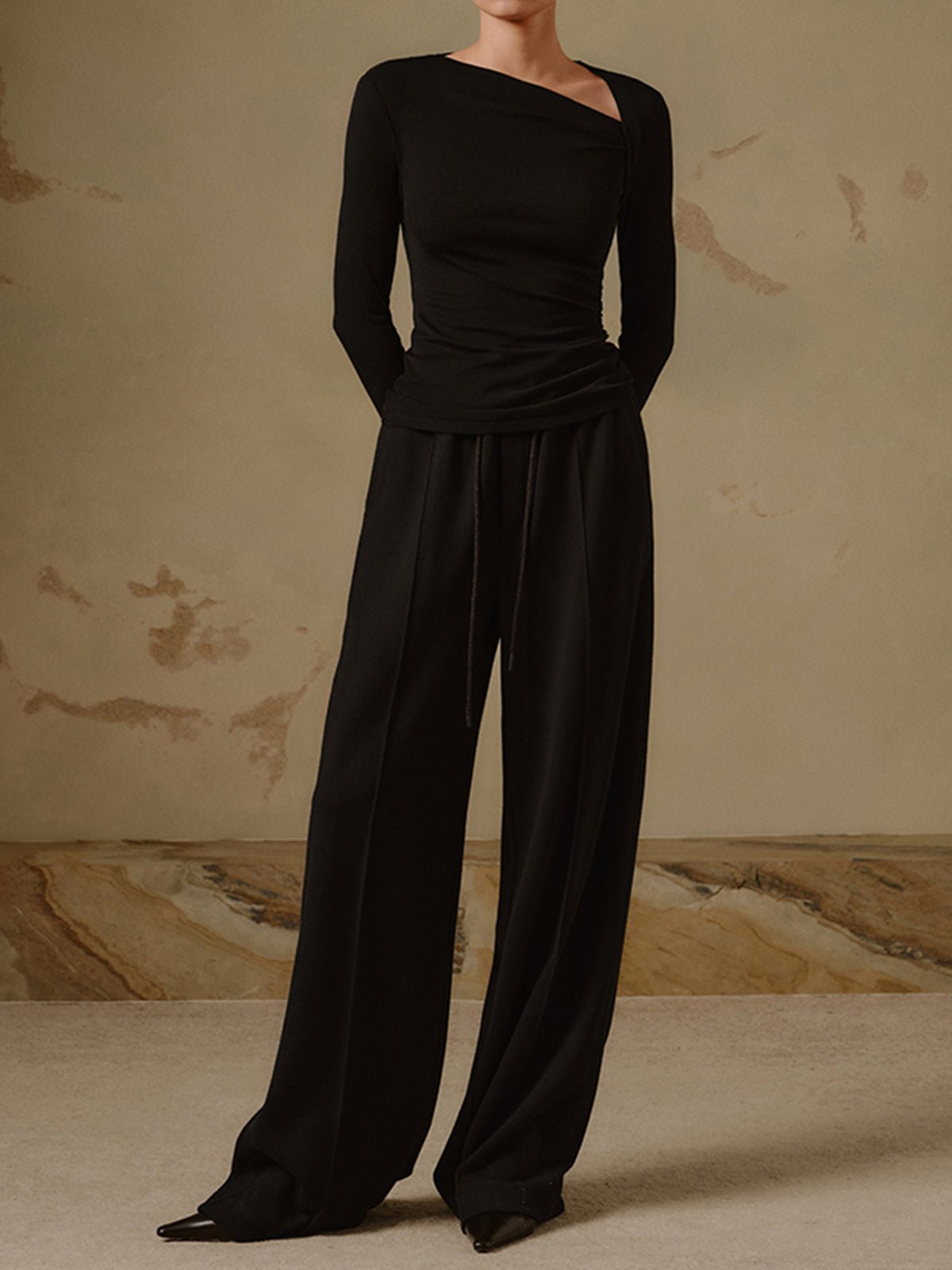Riva Women's Shirt | Asymmetrical Ribbed Knit, Slim Fit 2