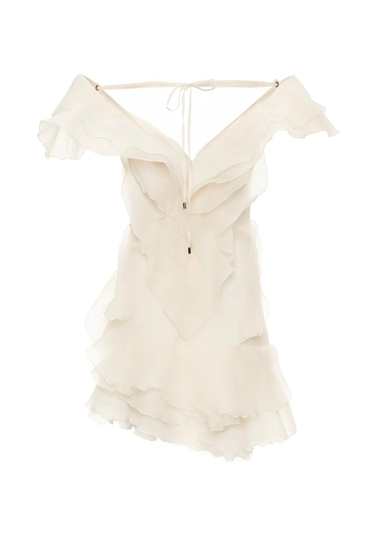 Rosa Womens Dress | Off-Shoulder, Ruffled White Summer Dress 8