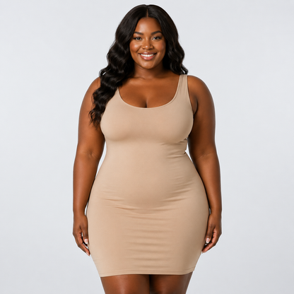Sable Black Slip Dress | Seamless Compression, Tummy Control