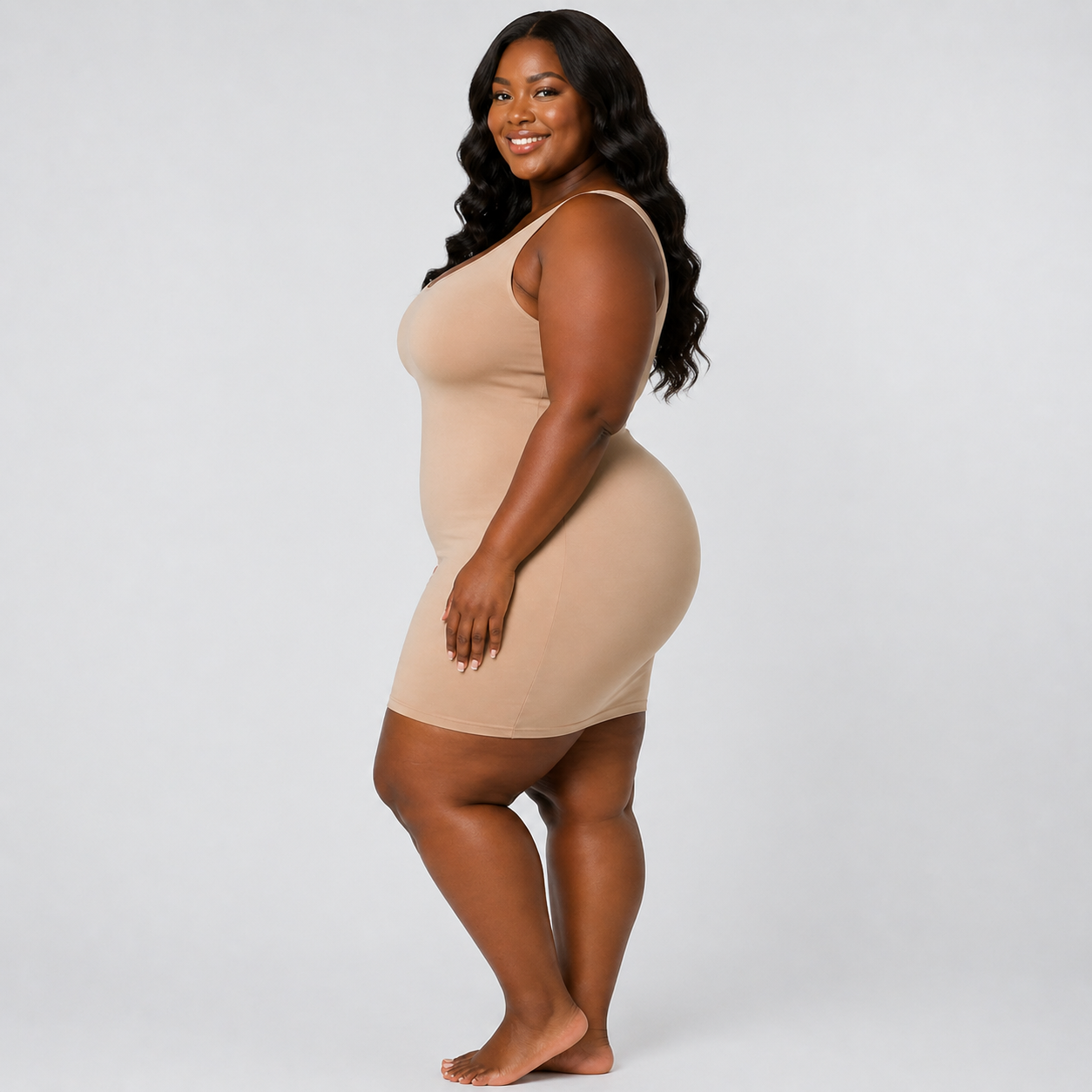 Sable Black Slip Dress | Seamless Compression, Tummy Control