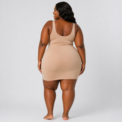 Sable Black Slip Dress | Seamless Compression, Tummy Control