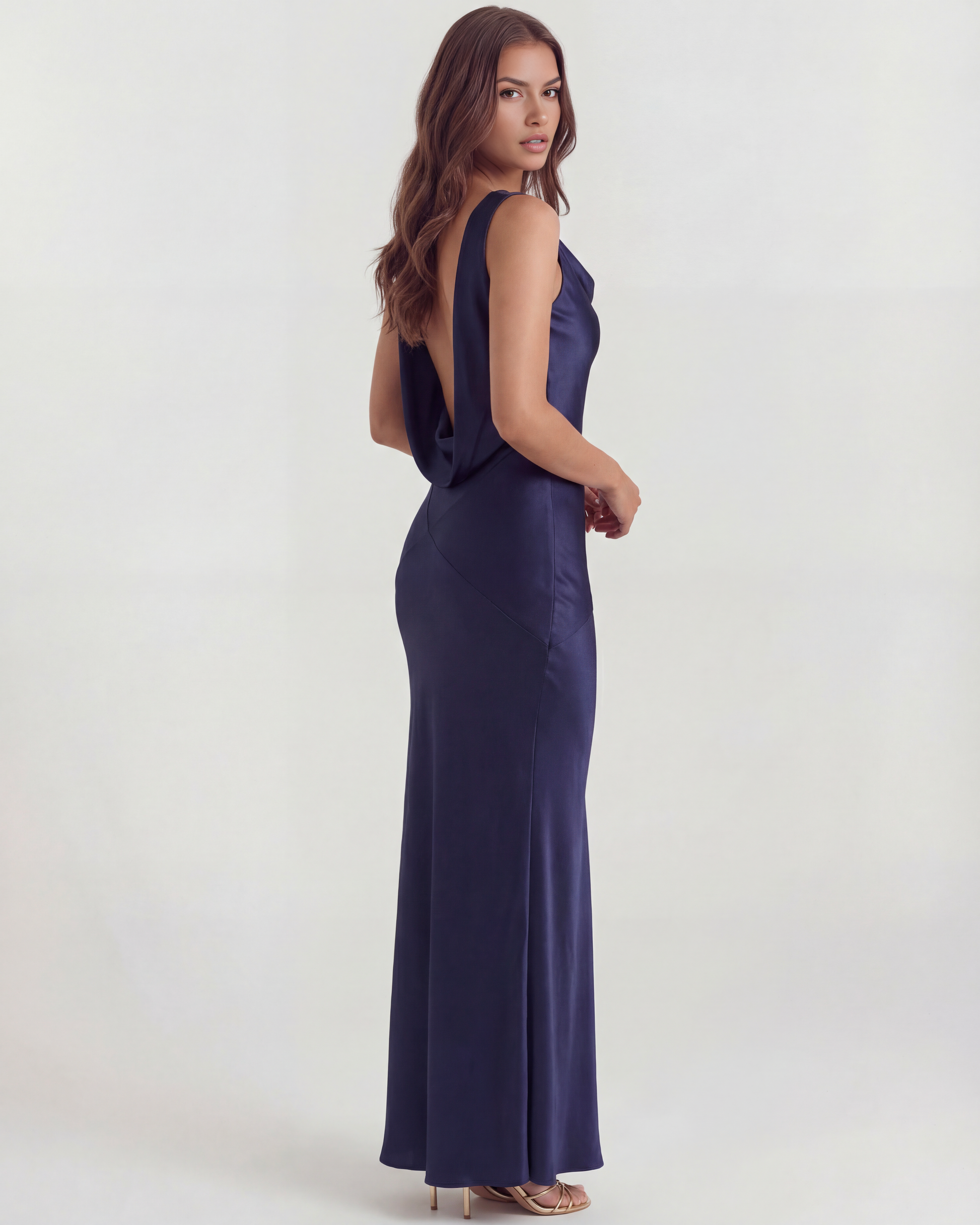 Sapphire Evening Gown | Silky Satin, Open Back Design for Formal Dresses 0