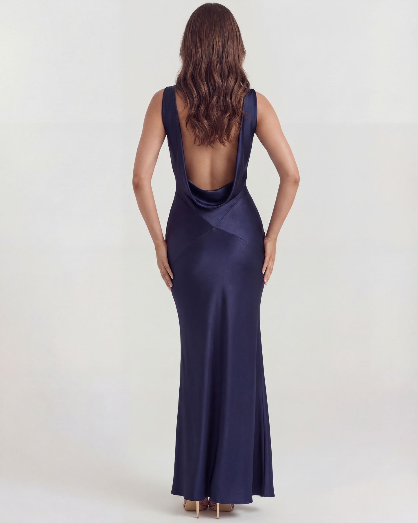 Sapphire Evening Gown | Silky Satin, Open Back Design for Formal Dresses 5