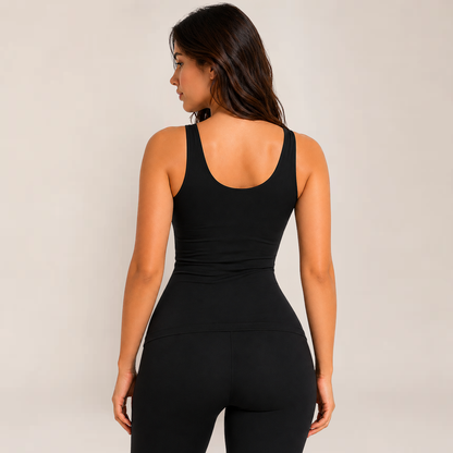 Sleek Sculpt Tank Top | Medium Compression, Breathable, Black