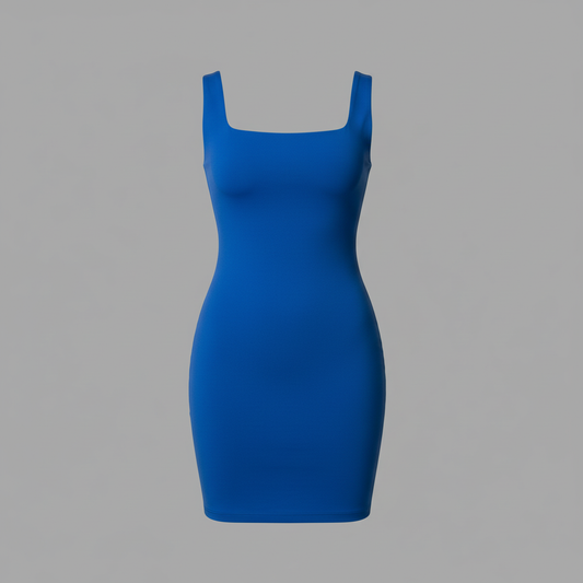 Seamless Square Neck Mini Dress | Women's Black Dress