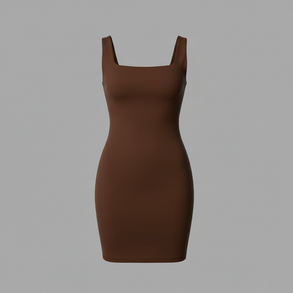Seamless Square Neck Mini Dress | Women's Black Dress