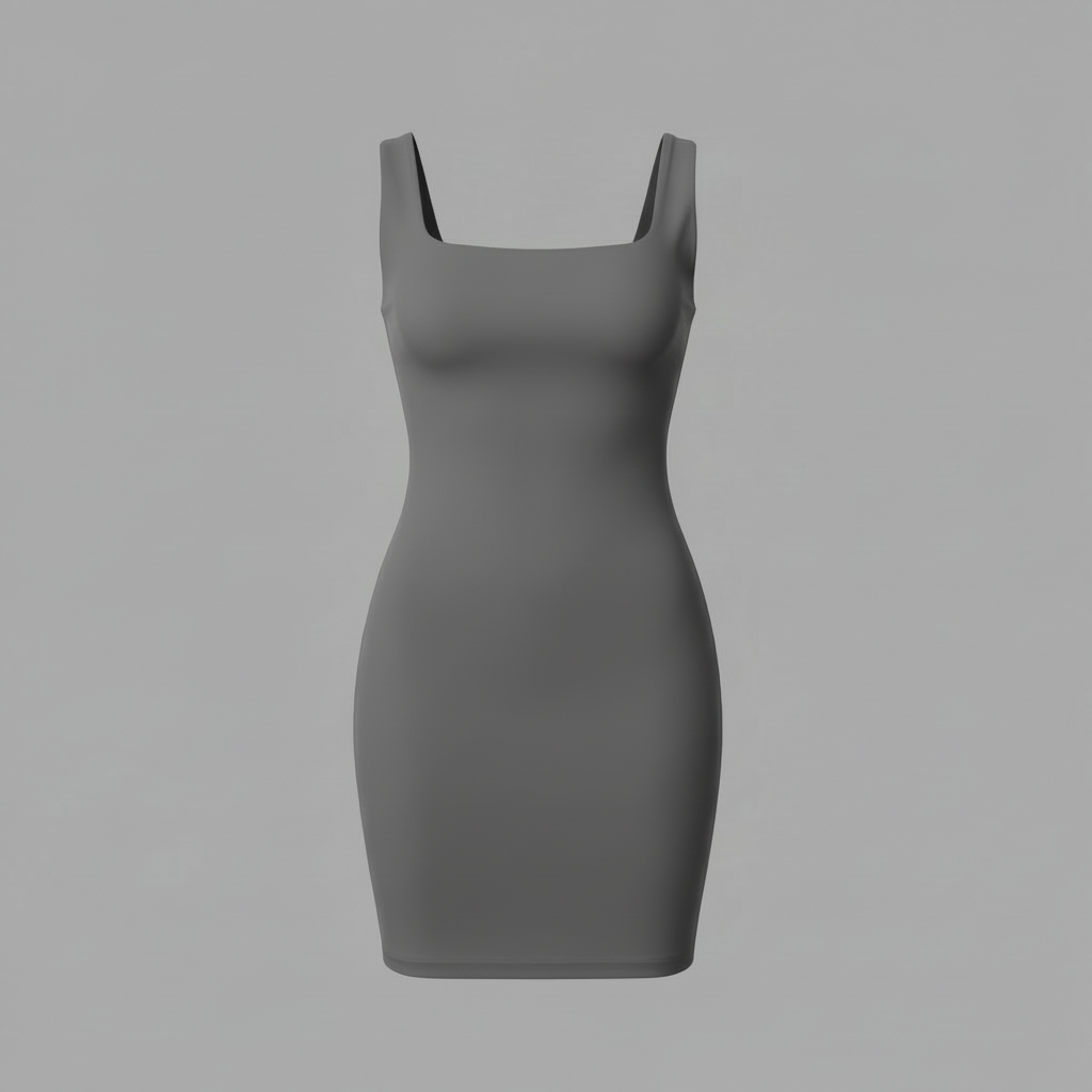 Seamless Square Neck Mini Dress | Women's Black Dress