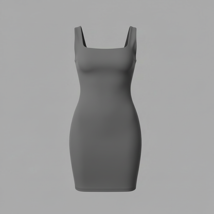 Seamless Square Neck Mini Dress | Women's Black Dress