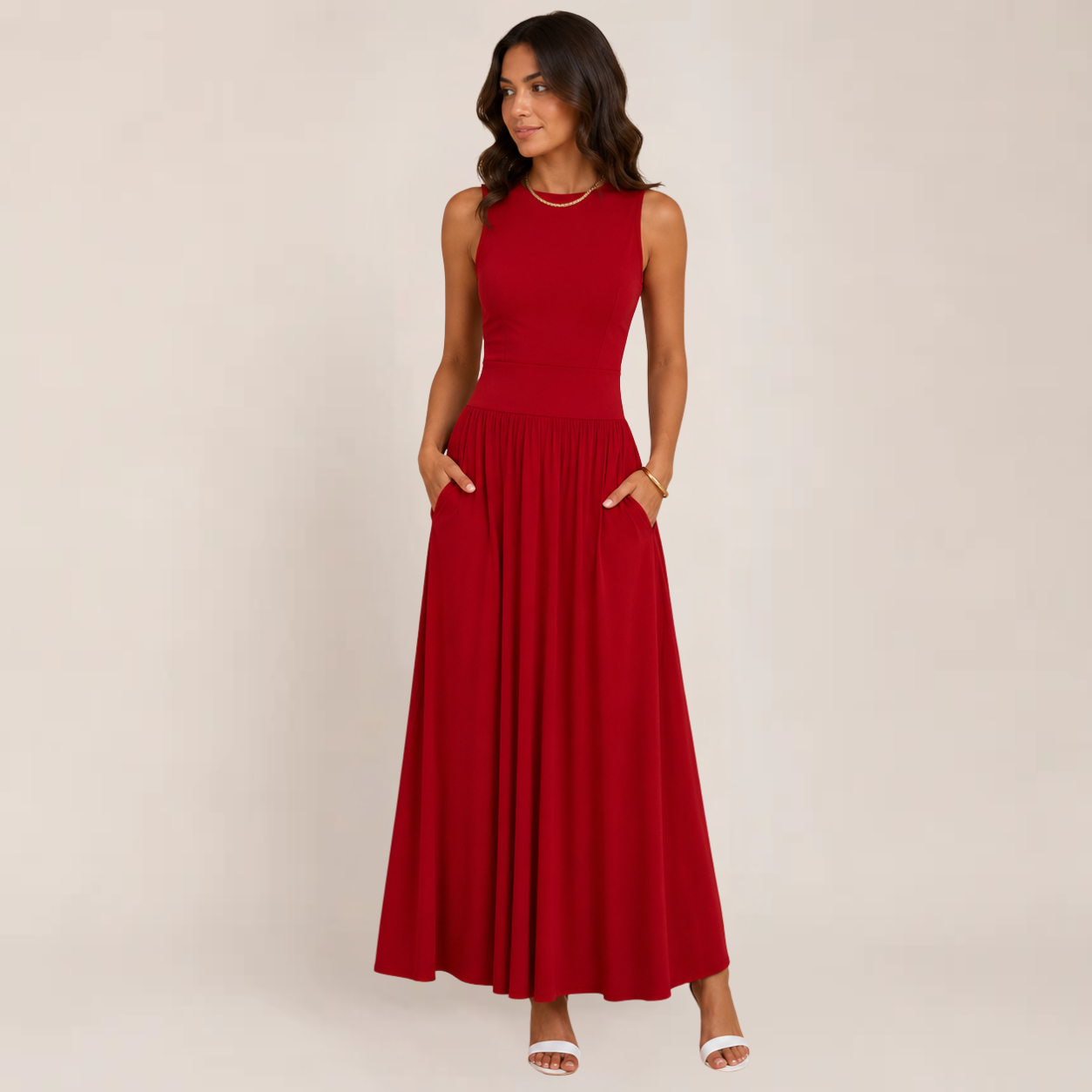 Sera Black Maxi Dress | Sleeveless, Ruched High Waist, Elegant Long Dress for Women