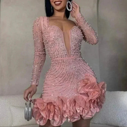 Sera Evening Gown | Plunging Neckline, Rhinestone Embellishments 2