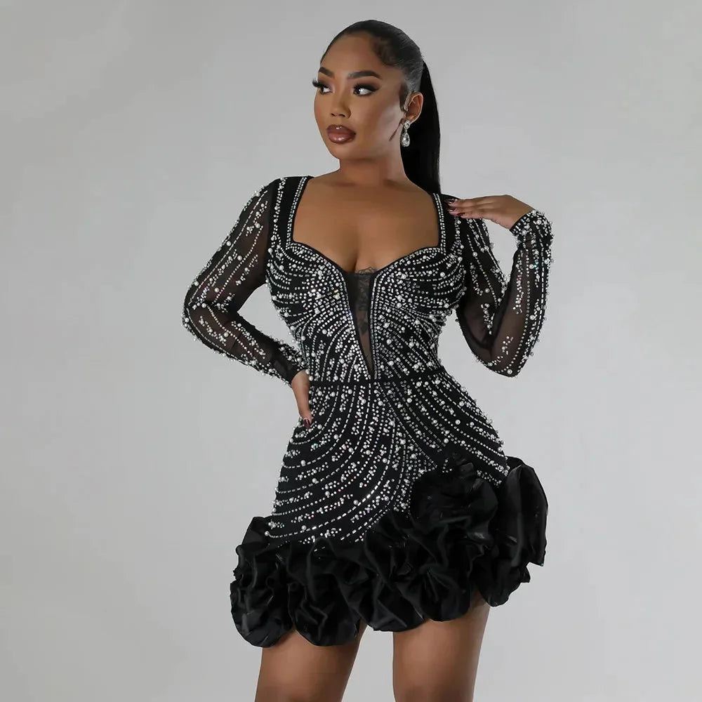 Sera Evening Gown | Plunging Neckline, Rhinestone Embellishments 3