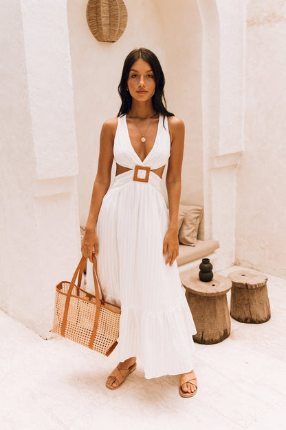 Sera Maxi Dress | Plunge Neckline, Lace-Up Back, Lightweight Cotton 2