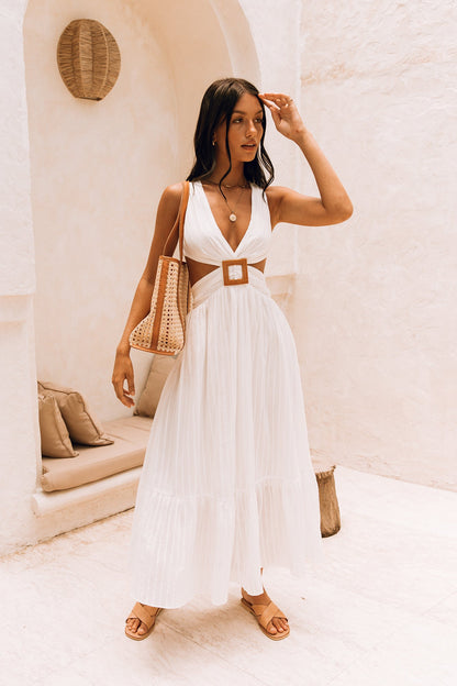 Sera Maxi Dress | Plunge Neckline, Lace-Up Back, Lightweight Cotton 4