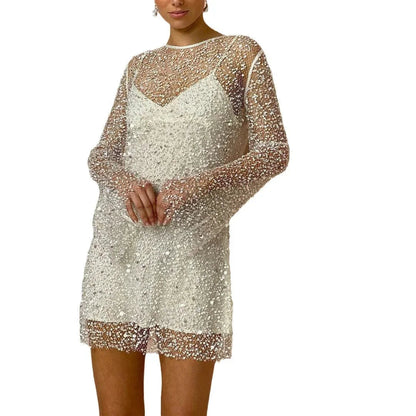 Sera Short Dress | Sequin, Long Sleeves for Formal and Prom Events 2