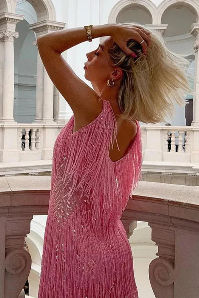 Sera Short Sequin Dress | Eye-Catching Fringe, Evening Cocktail Wear 3