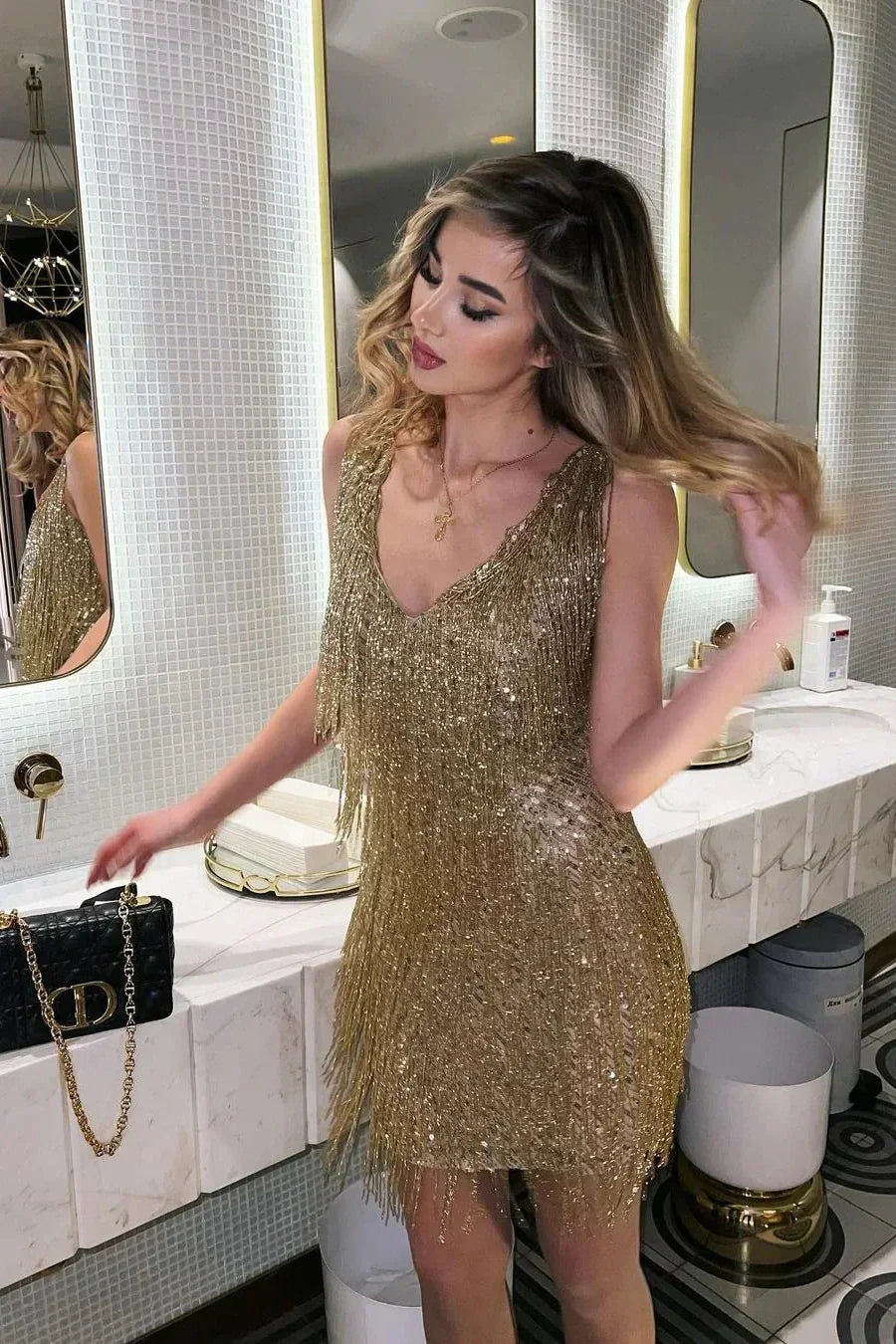 Sera Short Sequin Dress | Eye-Catching Fringe, Evening Cocktail Wear 4