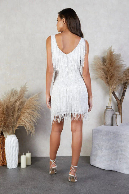 Sera Short Sequin Dress | Eye-Catching Fringe, Evening Cocktail Wear 8