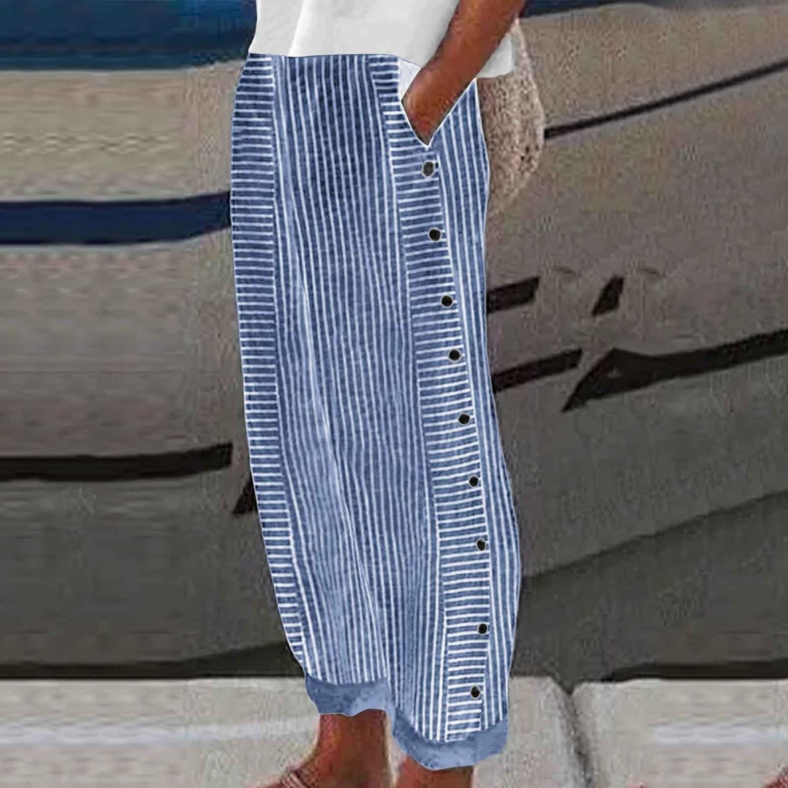 Sera Striped Pants | Button-Accent, Relaxed Fit 2