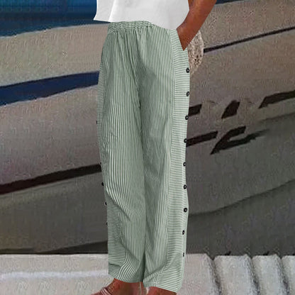 Sera Striped Pants | Button-Accent, Relaxed Fit 4
