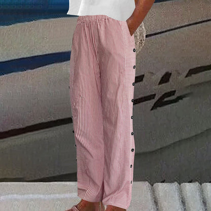 Sera Striped Pants | Button-Accent, Relaxed Fit 5