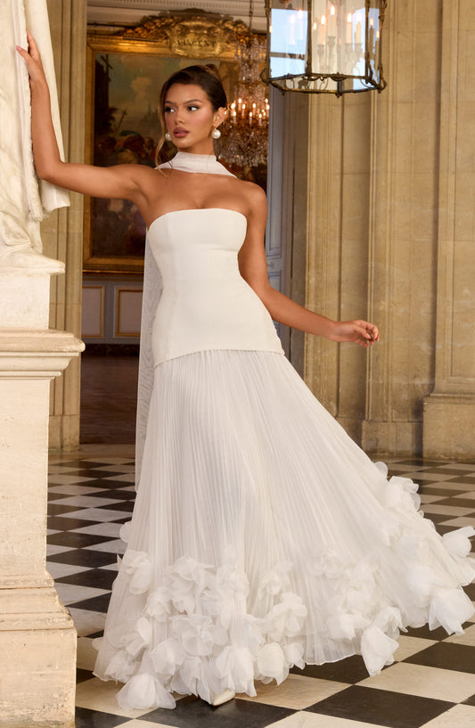 Seraphina Wedding Gown | Strapless, Floral Appliqués, Ivory 0
