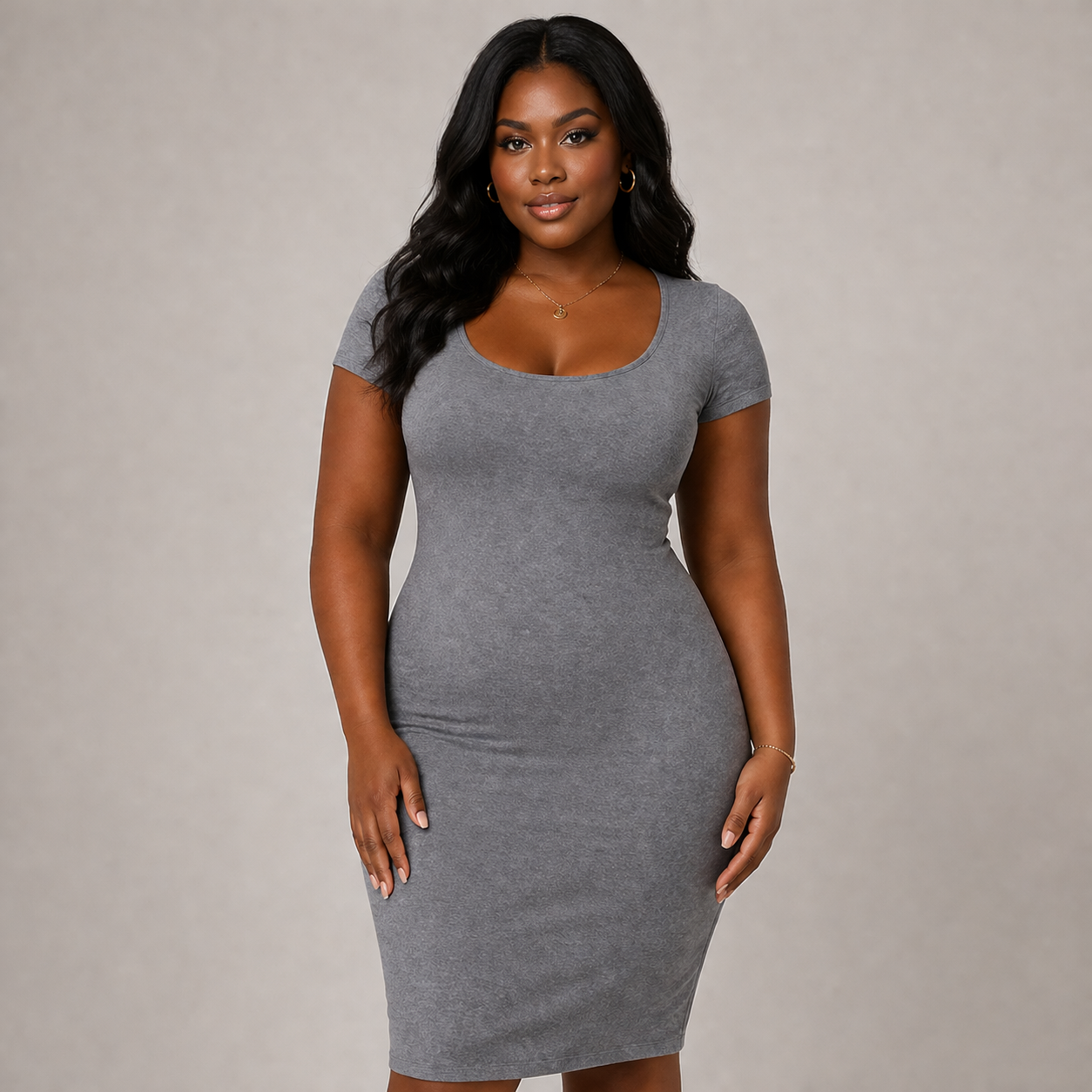 Shapewear Midi Dress with Slit | Bodycon Style
