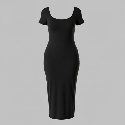 Shapewear Midi Dress with Slit | Bodycon Style