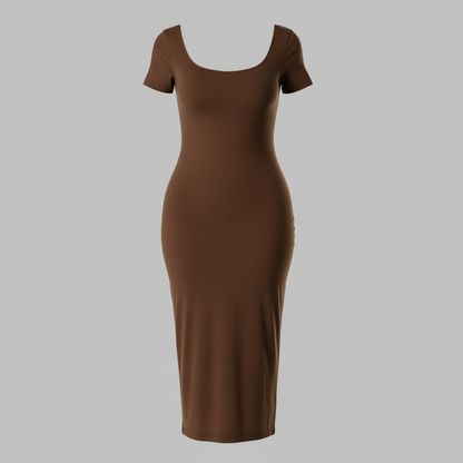 Shapewear Midi Dress with Slit | Bodycon Style