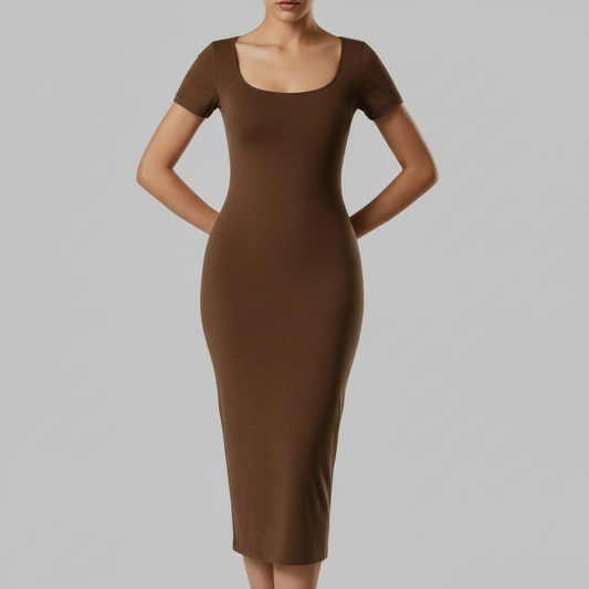 Shapewear Midi Dress with Split | Bodycon Style