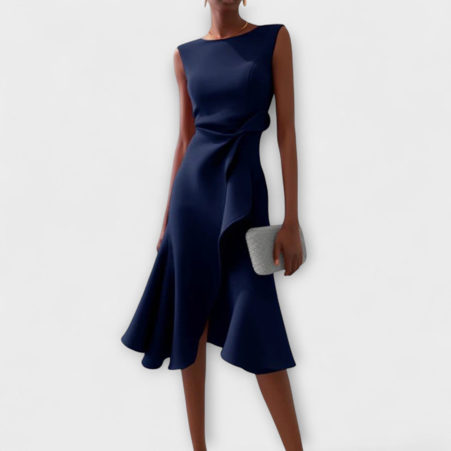Sienna Midi Dress | Asymmetric Draped Design 1