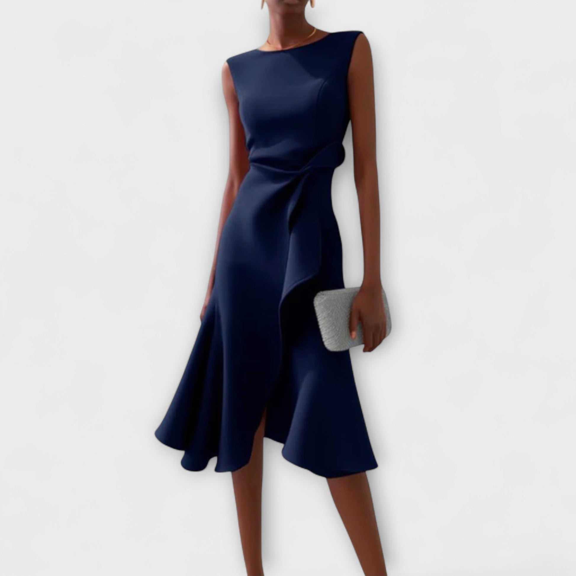 Sienna Midi Dress | Asymmetric Draped Design 1