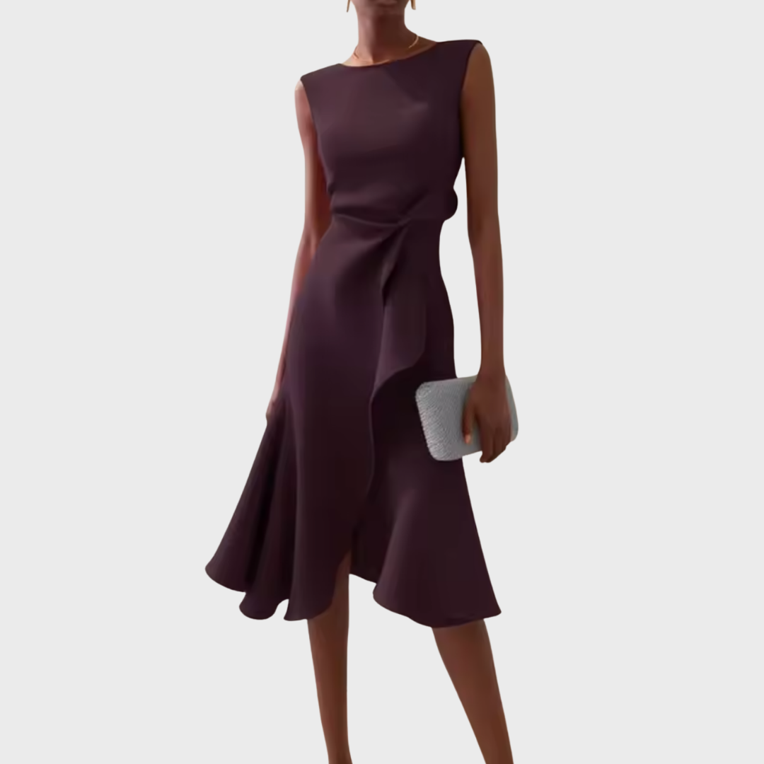 Sienna Midi Dress | Asymmetric Draped Design 10