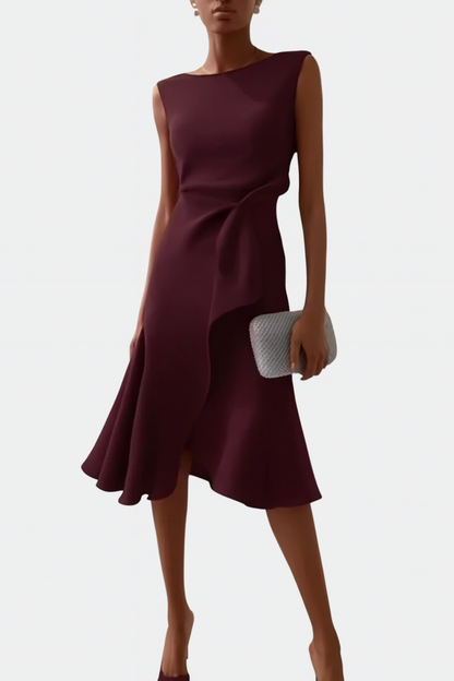Sienna Midi Dress | Asymmetric Draped Design 11