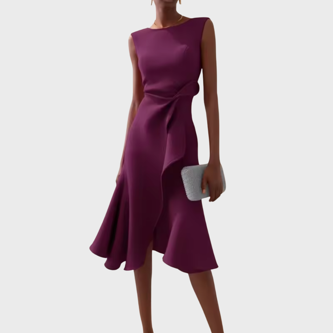 Sienna Midi Dress | Asymmetric Draped Design 6