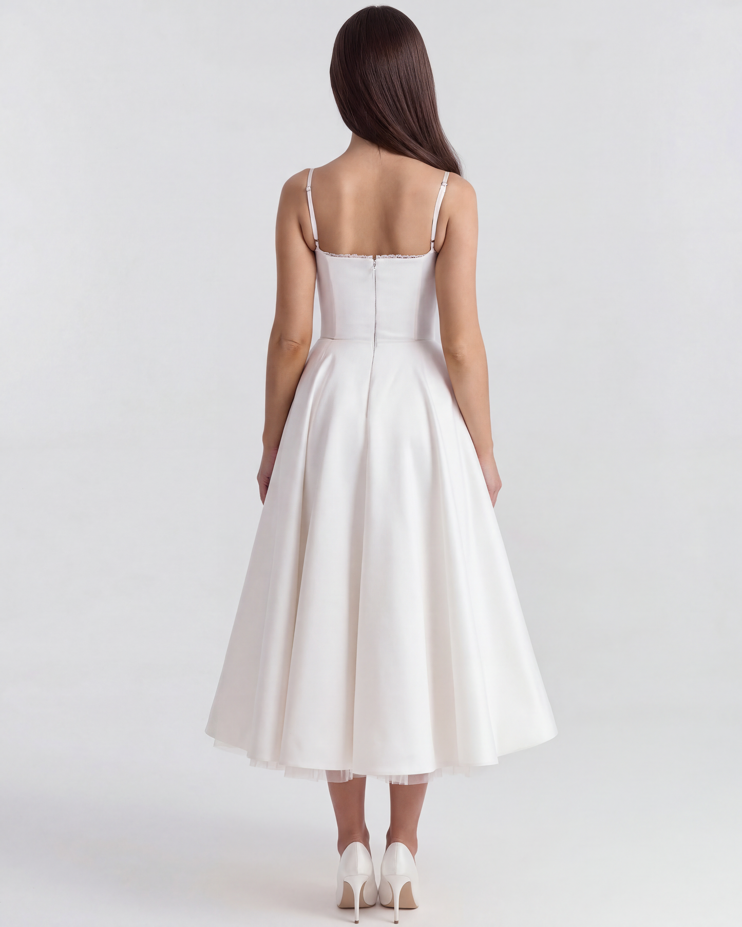 Sienna Midi Dress | Satin, Tulle Skirt for Wedding Guest and Cocktail Events 5