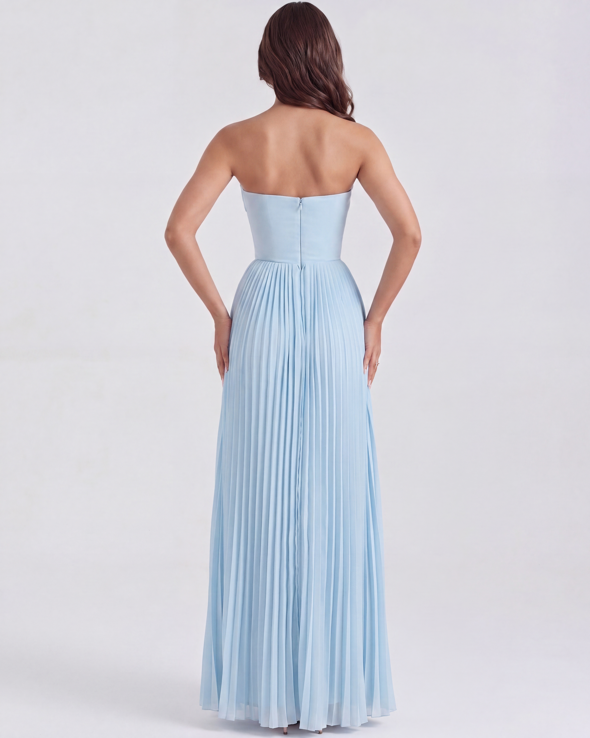 Sierra Floral Maxi Dress | Ocean Blue Georgette, Pleated Design 7