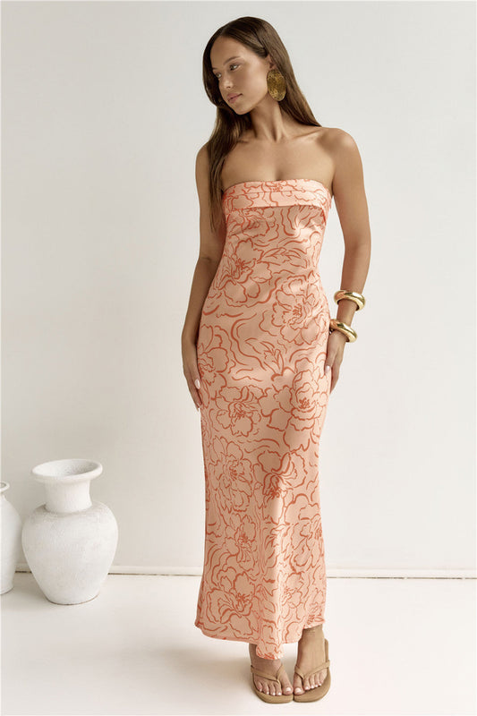Sierra Floral Maxi Dress | Strapless, Lightweight Polyester 0