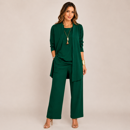 Sleek Pant Set | Three-Piece with Vest and Wide Pants
