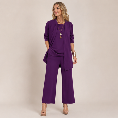 Sleek Pant Set | Three-Piece with Vest and Wide Pants