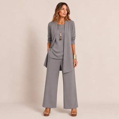 Sleek Pant Set | Three-Piece with Vest and Wide Pants