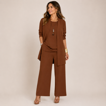 Sleek Pant Set | Three-Piece with Vest and Wide Pants