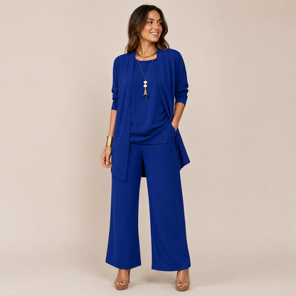 Sleek Pant Set | Three-Piece with Vest and Wide Pants
