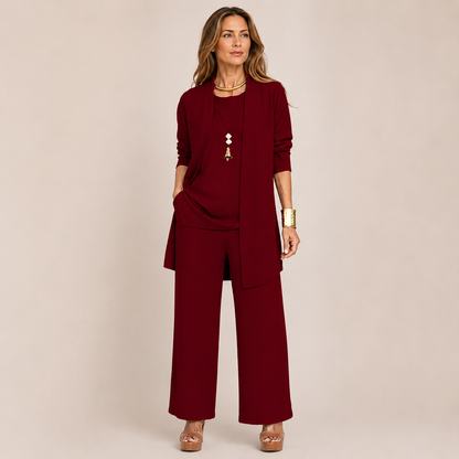 Sleek Pant Set | Three-Piece with Vest and Wide Pants
