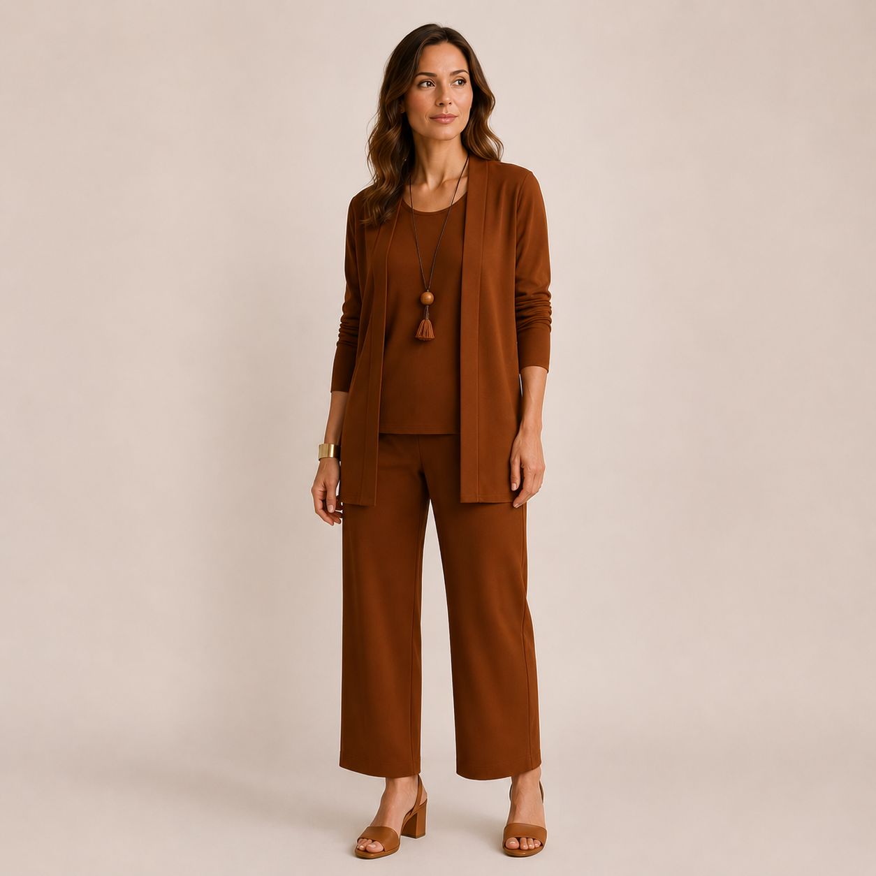 Sleek Pant Set | Three-Piece with Vest and Wide Pants