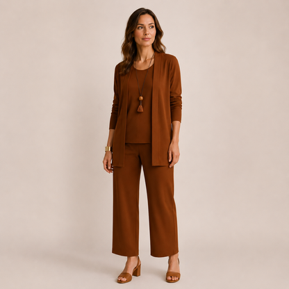 Sleek Pant Set | Three-Piece with Vest and Wide Pants
