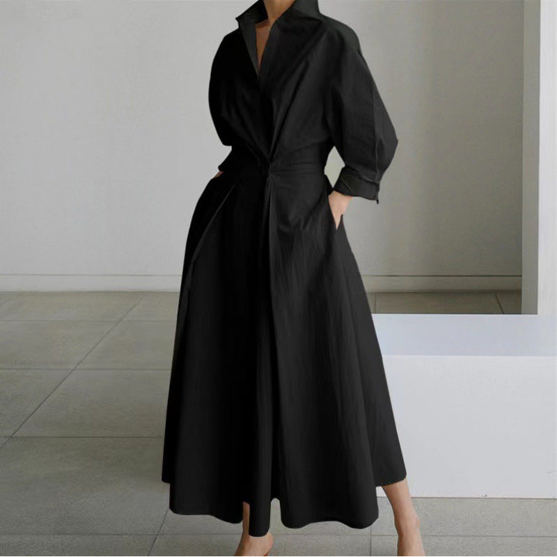 Sofia Maxi Dress | Elegant Front Wrap, Collared Design 1