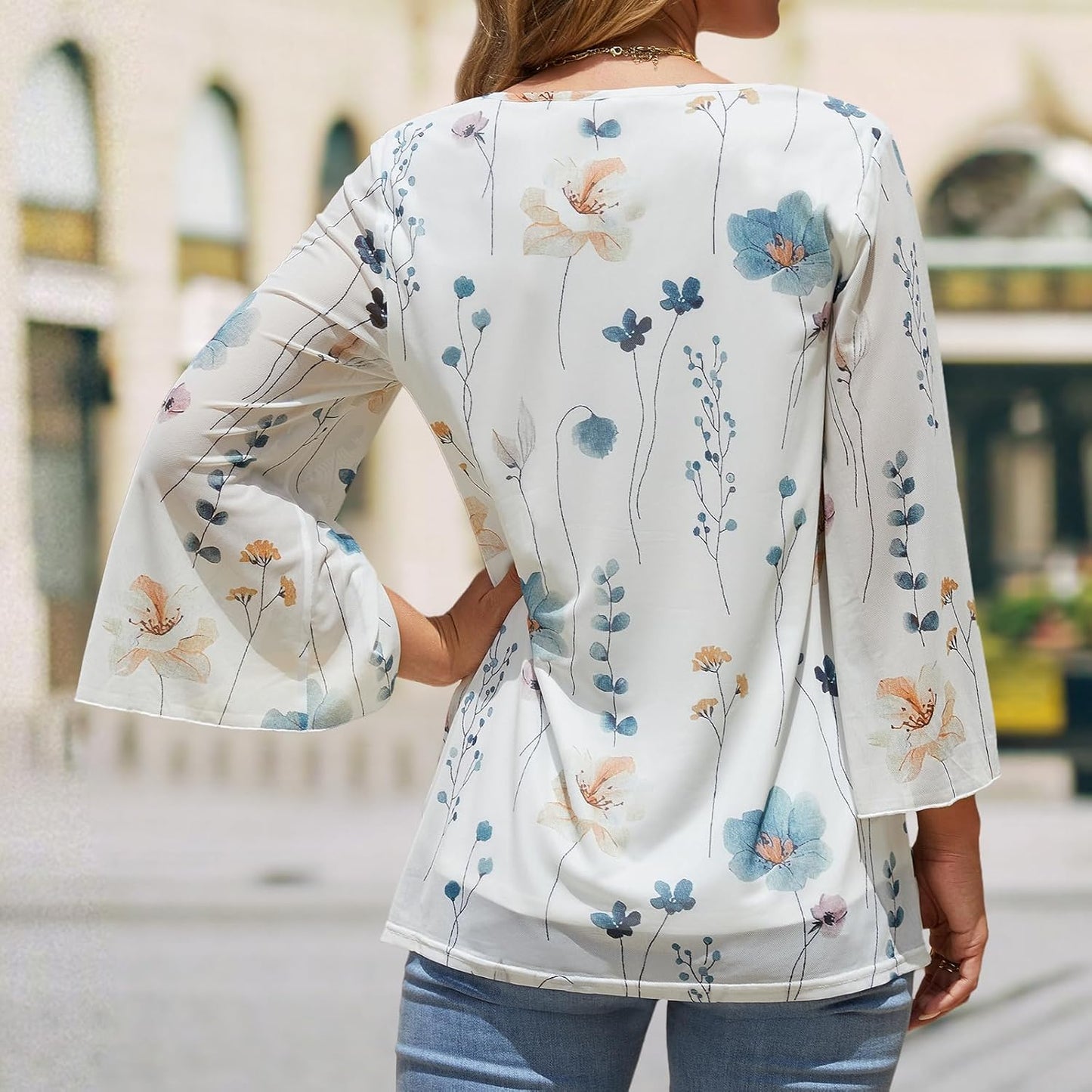 Sofia Women's Blouse | Flowy Floral Print, 3/4 Sleeves 3