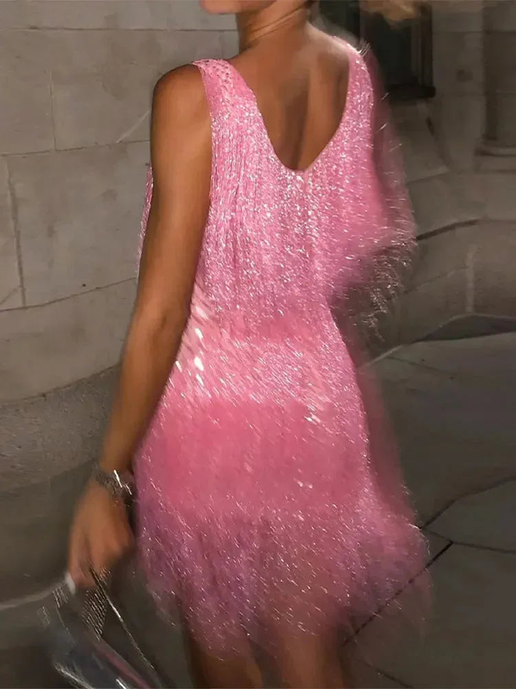 Sora Evening Gown | Sleeveless, Shiny Fringes, Lightweight 1